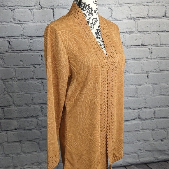 Allie & Rob women's long sleeve stretch knit razer cut design sz m open front b6 - Picture 5 of 9